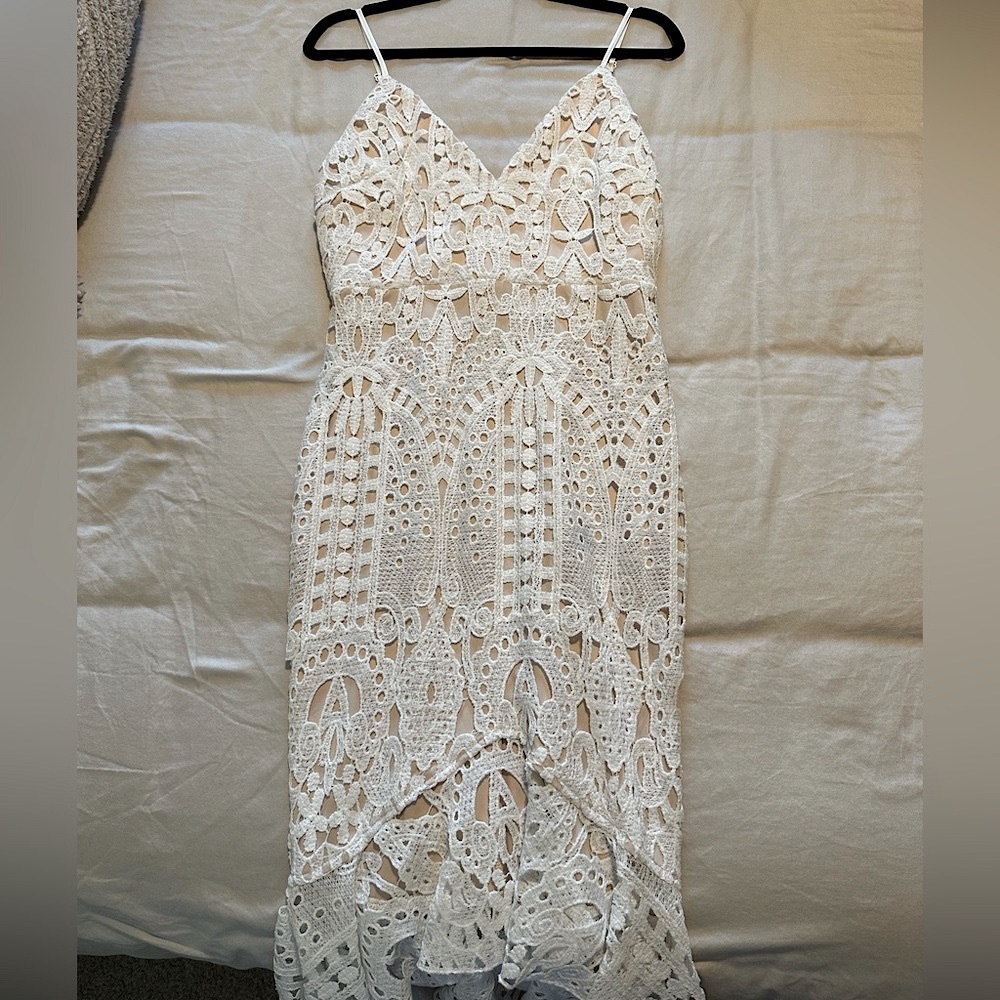 Superdown white lace dress